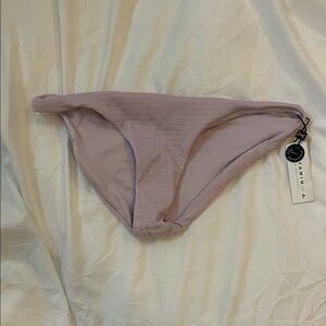 Vitamin A Ribbed Bikini Bottom in Dusty Lavender